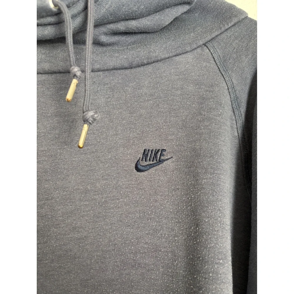 Nike‎ Sportswear Cowl Neck Hoodie Navy Blue Heathered Pullover Womens Large